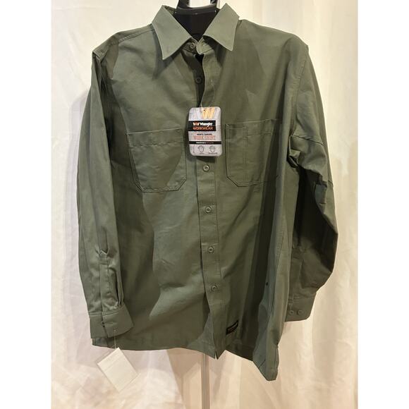 NWT Wrangler Green Button-Up Canvas Shirt Men's size L - Picture 1 of 6